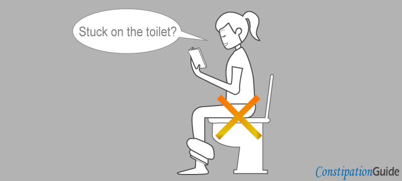 girl stuck on the toilet with constipation image