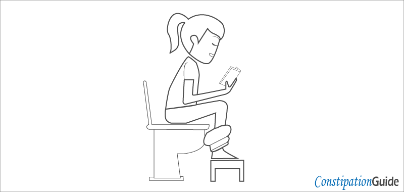 girl sitting in the semi-squat position on the toilet bowl image